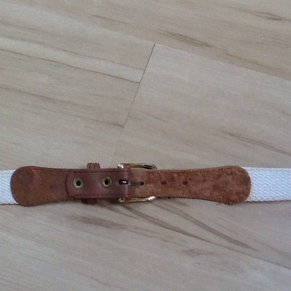 Canvas and Leather Striped Belt Total length 41 " - Picture 4 of 8